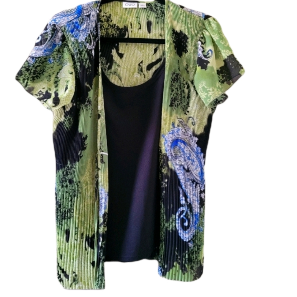 Cato lime green & blue blouse. Short sleev…